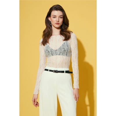 Slim Fit Kanten Bootsvorm Blouse