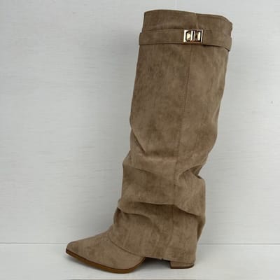 Hoge suèdine cowboylaarzen met flap en bandje khaki Khaki / 36