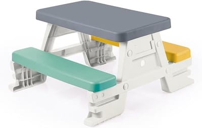 Verte Kinder Picknicktafel - Picknicktafel voor 4 Kinderen – Voor Binnen en Buiten – Stevige Speeltafel voor in de Tuin en Thuis