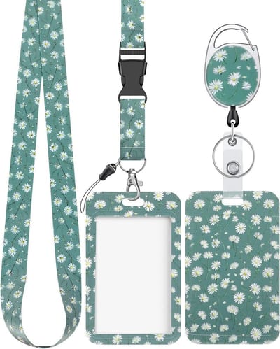 Floral Badgehouder met Retractable Reel en Detachable Lanyard - Stijlvolle Kaartbeschermer voor Dames en Onderwijsprofessionals