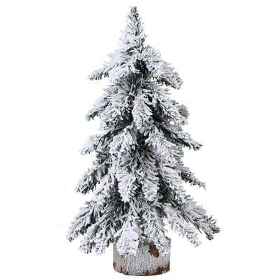 45cm Gevlokte Kerstboom met Lichtjes PVC Mini Kerstboom Kunstmatige Feestdagenboom Kerst white