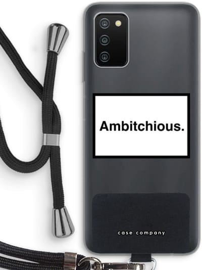 Hoesje met koord geschikt voor Samsung Galaxy A03S hoesje met Koord - Ambitchious - Telefoonhoesje met Zwart Koord - Bescherming aan alle Kanten en Over de Schermrand