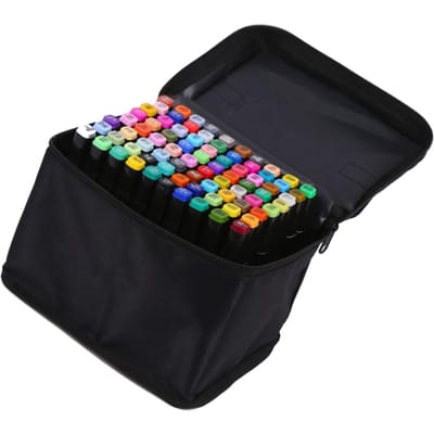 80 marqueurs à double tête de couleur, faciles à colorier, avec sac à main pour la peinture black