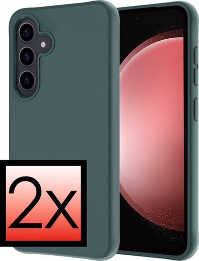 Hoesje - 2 Stuks - Geschikt voor Samsung Galaxy S23 FE - Sterk & Shockproof - Case Siliconen - Back Cover - Telefoon Hoes - Donkergroen