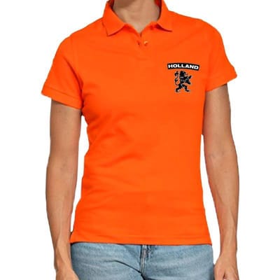 Oranje supporter poloshirt - Holland - met zwarte leeuw - voor heren - Koningsdag kleding - Nederland shirts XL