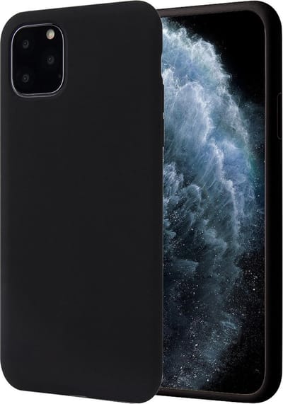 Hoesje geschikt voor iPhone 11 Pro Max - Matte Back Cover Microvezel Siliconen Case Hoes Zwart