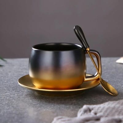 Amerikaanse geleidelijke keramische koffiekop creatieve matte kop en schotel set kleine luxe Engelse afternoon tea mok cadeau mokken 280ml