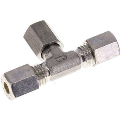 6L RVS T-stuk Knelfitting Draaidoorvoer 315bar FKM Verstelbaar ISO 8434-1