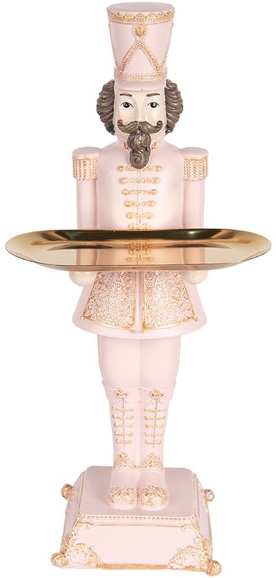 Clayre & Eef Kerstdecoratie Beeld Notenkraker 18x17x40 cm Roze Kunststof