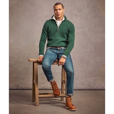 Superdry Gebreide Classics Trui van Katoen met Halve Rits Groen Grootte: S
