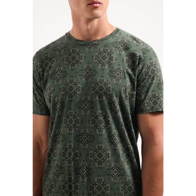 No Excess T-shirt Crewneck Allover Printed Garment Dyed Slub Dark Gree Größe: S | Bedruckte T-Shirts Outlet | Herren