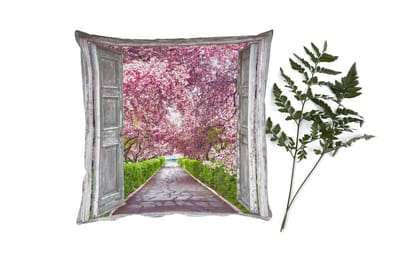 Sierkussens - Kussentjes Woonkamer - 40x40 cm - Sakura - Doorkijk - Boom - Kersenbloesem
