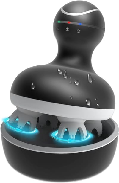 QIN® Hoofdmassage - Scalp Massager - Hoofdmassage Apparaat - Massage Apparaat - Wit Grijs - 11cm x 11cm x 14cm