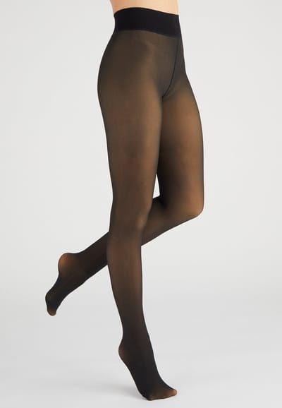 Damart - Panty met transparant effect en een geborstelde fleece voering - Dames - Zwart - XL