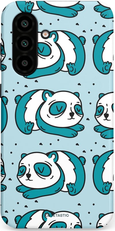 Casetastic hoesje geschikt voor Samsung Galaxy A36 / Samsung Galaxy A56 - Dubbellaagse bescherming - Panda dromen - Fashion Case - Lichtgrijs Petrol Wit