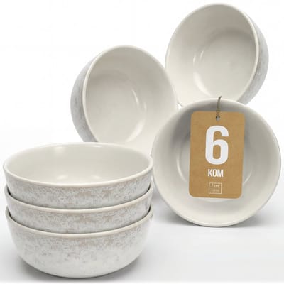 Pure Living Ibiza Light Set Van 6 Kommen - 700ml - Beige - Aardewerk - Vaatwasserbestendig - Magnetronbestendig