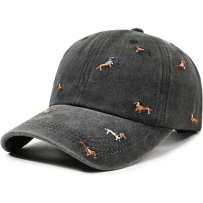 Casual Borduur Puppy Baseballpet Veelzijdig Ademend Zonnehoed UV-Bescherming Pet Voor Lente Zomer black