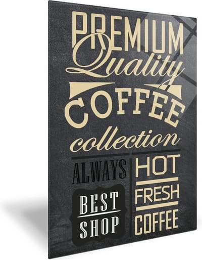Coffee Collection Tempered Glas Wandbord 30cm x 40cm - Glazen Wandbord