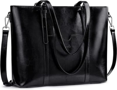 Dames Leren Laptop Tote Bag voor 15.6 Inch Laptops - Schoudertas en Handtas in Één