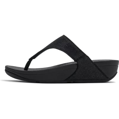FitFlop Lulu Shimmerglitz Toe-Post Sandals Dames Sandalen - Zwart