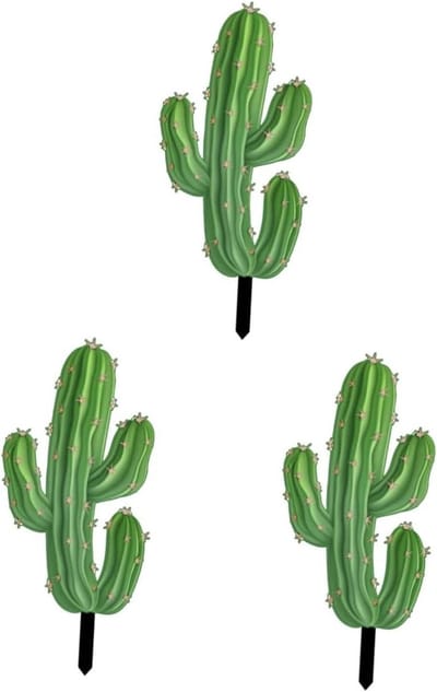 Cactus Tuin Ornament - Decoratieve Paal - Levendige Tuindecoratie - Weerbestendig Acryl - 10.87x24CM - Kleurrijk Design