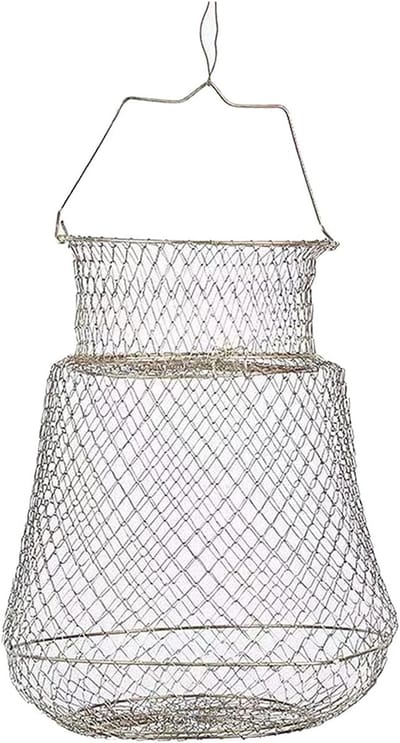 Stalen visnet, aasvisval, opvouwbaar ontwerp, diameter: 30 cm, hoogte: 39 cm