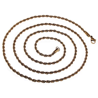 3mm Kord Ketting Unisex - Verguld RVS - Goudkleurige Kordketting Dames – Heren - 80 cm