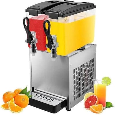 Dispenser - Drankendispenser - Koude/warme drankenmachine -Commercieel gebruik - Dubbele potten - voor sap - Milkshake Koffie Soda - Zilver