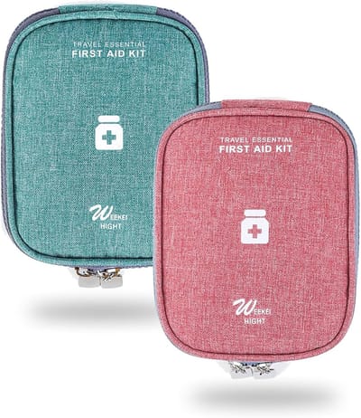 Reisapotheek Set van 2 Stuks, Mini Eerste Hulp Tas, Draagbare Medicijn Organizer voor Camping en Reizen, Compact en Handig
