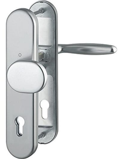 Aluminium deurbeslag 88 mm met lange plaat en cilinderslot voor 42 mm deurdikte