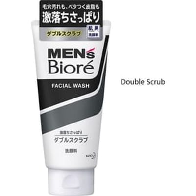 Bioré Mannen Gezichtsreiniger - Kao Biore Dubbele Scrub voor een diepe reiniging van de huid, 130 g