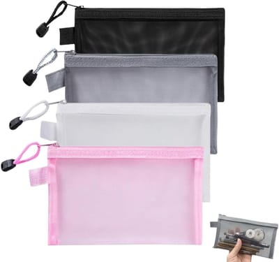 Dailygoods- Etui Lichtgewicht - Opbergtas 4 stuks - Documententas - Doorzichtige Zakjes - Antislip Ontwerp - Ademend en Vochtbestendig - Opbergzak