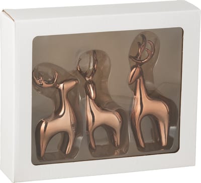 J-Line figuur Rendier - polyresin - koper - set van 3