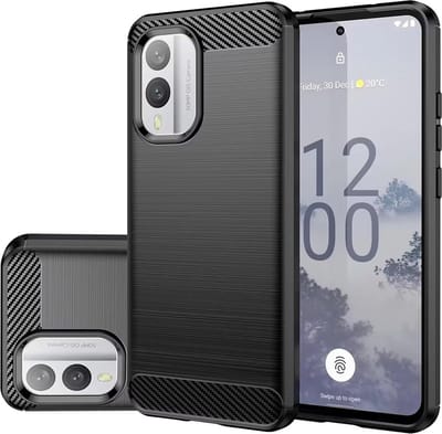 Hoesje geschikt voor Nokia X30 - Techsuit Carbon Silicone Back Cover - Zwart