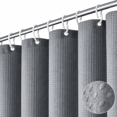 BOTC Douchegordijn Anti Schimmel - 180x200cm - Inclusief ringen - Met gewichtsband - Premium kwaliteit - Waterdicht - Grijs