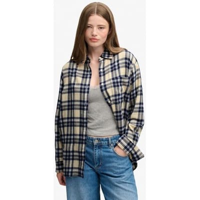 Superdry Flanellen Boyfriend Blouse Oversized Pasvorm Blue Grootte: 34