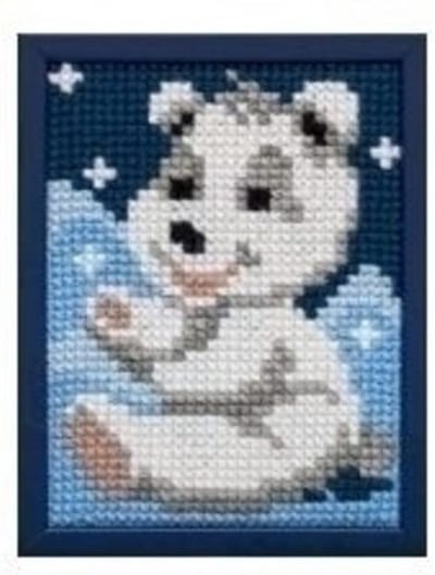 Pako kinder borduurpakket - kruissteek - ijsbeertje - geprint stramien - 027.025- DIY kids kit