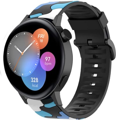 Strap-it Siliconen camouflage bandje - geschikt voor Huawei Watch GT 2 42mm / GT 3 42mm / GT 3 Pro 43mm - blauw