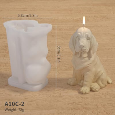 Doe-het-zelf 3d Kaars Puppy Maken Siliconen Vorm Kit IJsblokje Nep Honden Geurkaars Hars Woondecoratie Handgemaakt Schattig Cadeau Tafelversieringen 1pc gray