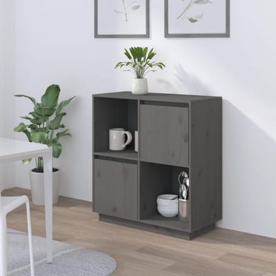 vidaXL - Dressoir - 74x35x80 - cm - massief - grenenhout - grijs