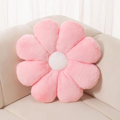 Roze Sierkussen Bloemvormig – Zacht Decoratief Kussen voor Stoel of Vloer (45 cm)