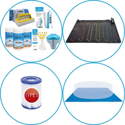 WAYS - Zwembad Accessoirepakket 4-delig - WAYS Onderhoudspakket & Zwembad verwarming & Zwembad filters Type II & Grondzeil