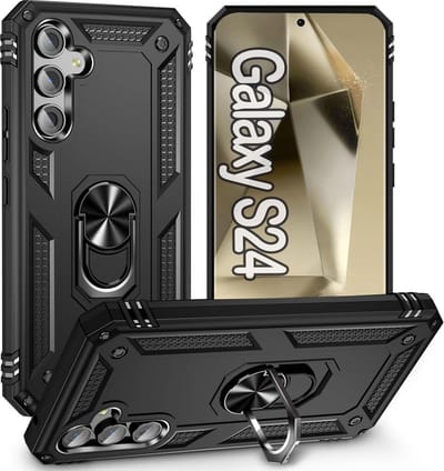 Hoesje Geschikt voor Samsung Galaxy S24 hoesje Hybrid Armor Anti-Shock hoesje Zwart - Galaxy S24 5G Hoesje kickstand Ring houder cover TPU backcover hoesje