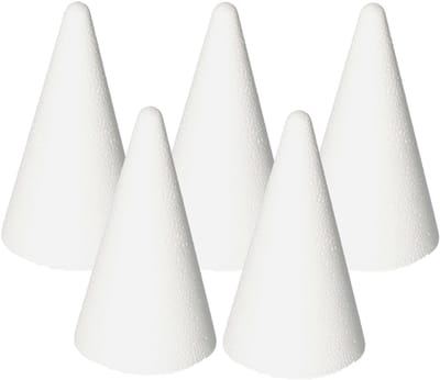 Piepschuim kegels - 5x - wit - H12 cm - styropor vorm - Hobby/diy -knutselmateriaal -basis materiaal