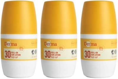 Derma Sun - Zonnebrand Roll-on SPF30 - 3 x 50 ml - Waterbestendige Zonnebrand - UVA en UVB Bescherming - Parfumvrij - AllergyCertified