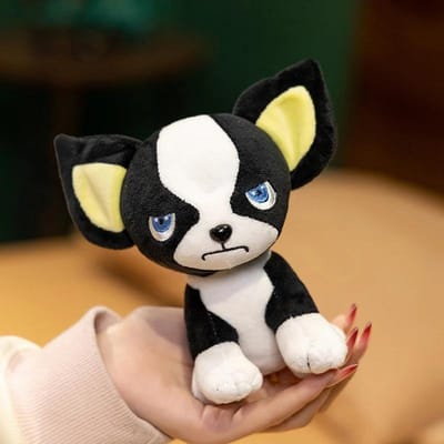Schattige Iggy Hond Pluche Speelgoed Schattige Zwart Witte Chihuahua Knuffeldier Pop Zacht Pluizig Coole Puppy Cartoon Hond Pluche Speelgoed Cadeaus Fans 14cm black