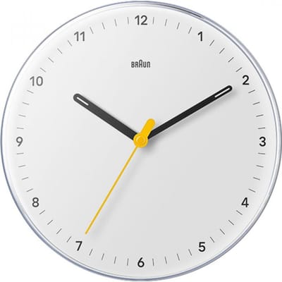 Braun BC26W - Wandklok - Analoog - Rond - Kwarts veegbeweging - Wit