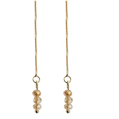 24 k- goudverguld- Doorsteek Oorbellen -goudkleurig -abrikoos-Charme Bijoux