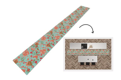 Keukenloper - Keukenmat - Peperkoekhuisje - Bloemen - Katten - Sneeuwvlok - Patronen - 400x50 cm - Keuken vloerkleed