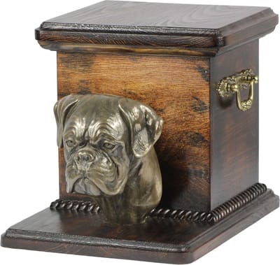 Elegante urn voor Duitse Boxer met hondenbuste voor asbewaring